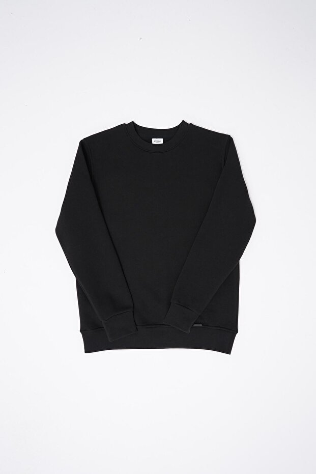 Regular Bisiklet Yaka Basic Sweatshirt SİYAH - 7