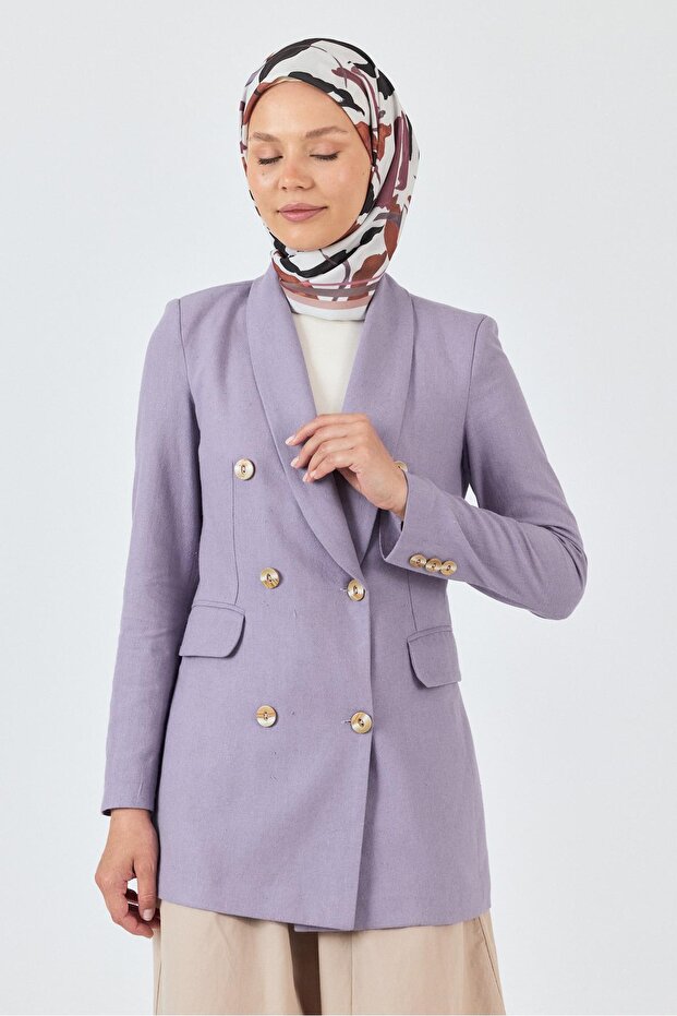 وشاح منقوش بأوراق الشجر باللون البيج 3004 - 7