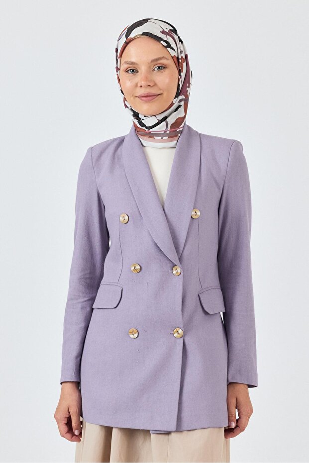 وشاح منقوش بأوراق الشجر باللون البيج 3004 - 2