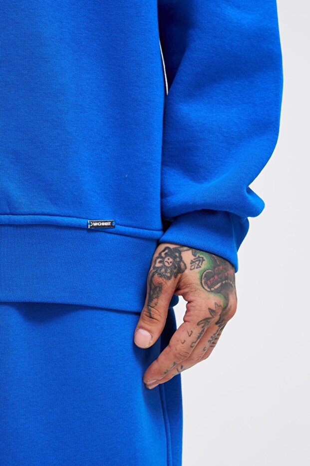 Erkek Oversize Basic Sweatshirt SOFT BLUE - 3