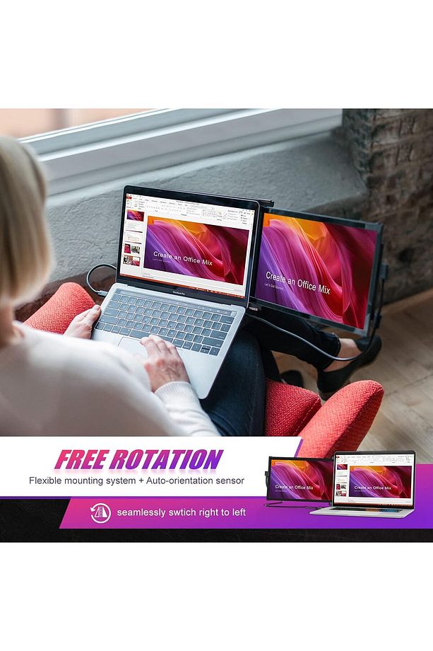 Duex Plus Taşınabilir Dizüstü Bilgisayar Laptop Monitörü 13.3" USB C Güç Kaynaklı Tak Çalıştır Model - 7