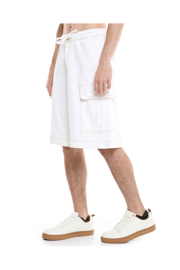 شورت كارجو سادة مع خصر برباط - 3