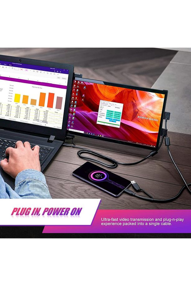 Duex Plus Taşınabilir Dizüstü Bilgisayar Laptop Monitörü 13.3" USB C Güç Kaynaklı Tak Çalıştır Model - 3