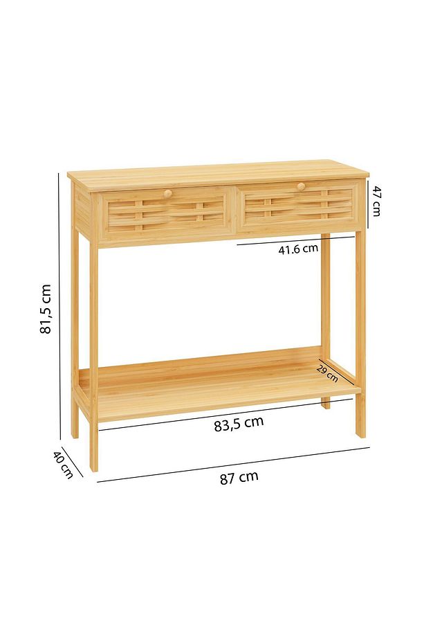 Bambu Dekoratif Raflı 2 Çekmeceli Dresuar Konsol DB-0012 - 7