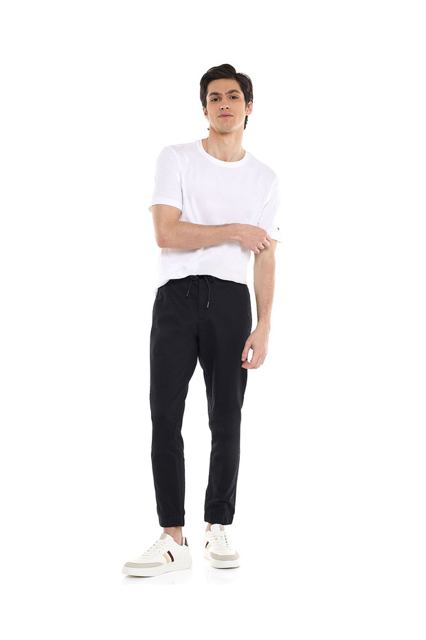 Solid Jogger Pants with Drawstring Waist - 1