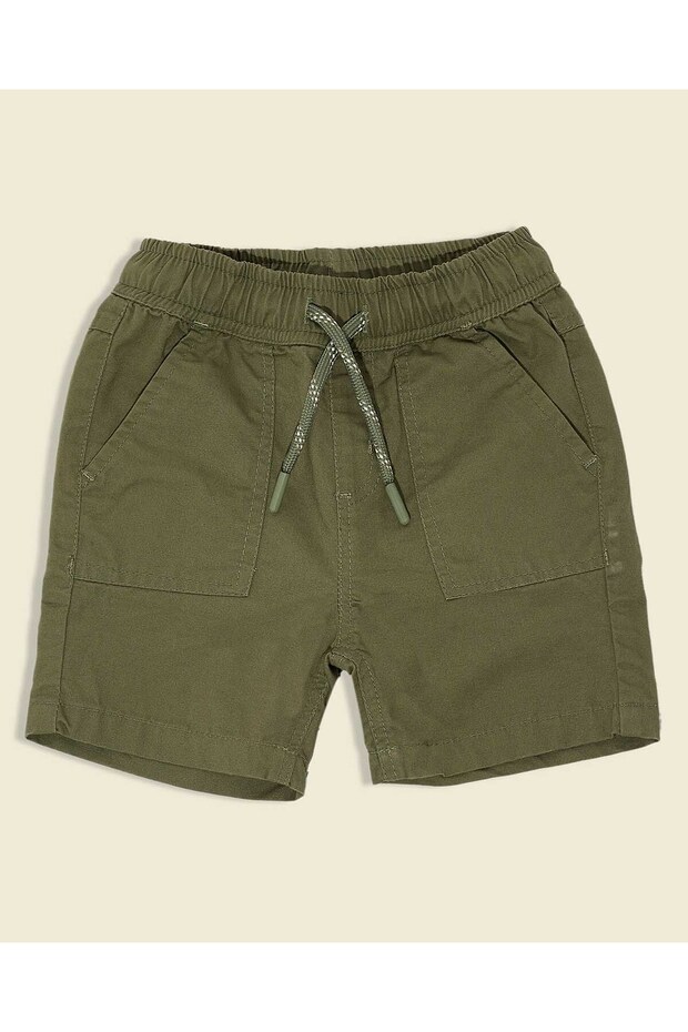 Solid Shorts with Drawstring Waist - 1