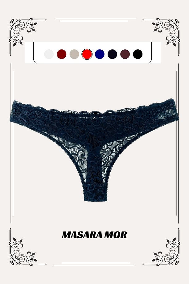 Masara Model Dantel Detaylı Yumuşak Dokulu String Külot Mor Renk - 1