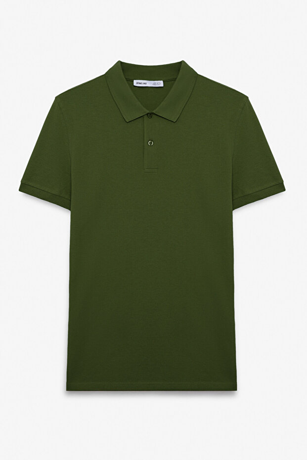 Skyloom Men's 100% Cotton Short Sleeve Regular Fit Khaki Polo Neck T-Shirt