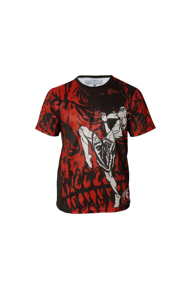 Tx8597 Kick Boxing Muaythai T-Shirt Red Digital Printed T-Shirt