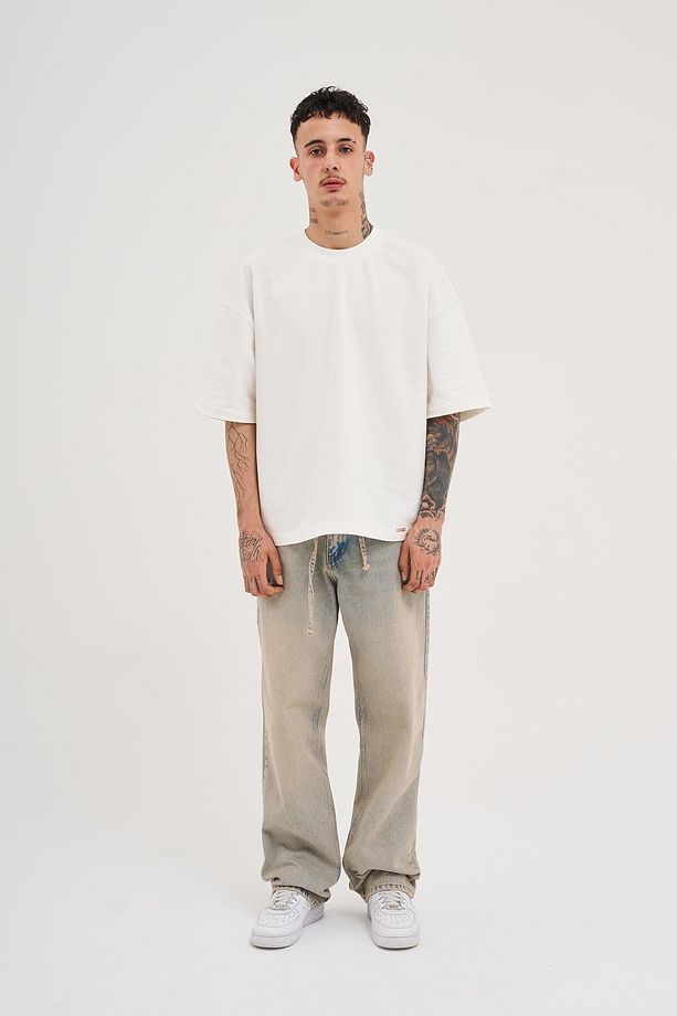 Erkek Oversize Baggy Yıkamalı Ice Gri Jean - 6