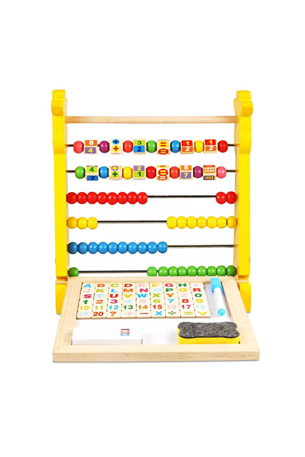 Wooden counting set with double-sided writing board and magnetic letters and numbers - Giraffe model - 2