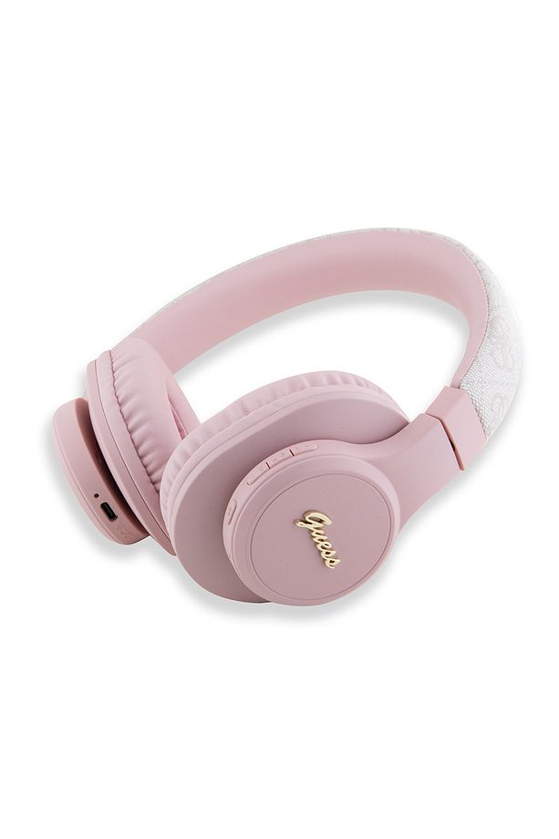 Kulak Üstü Bluetooth Kulaklık Guess Lisanslı PU 4G Desen Metal Logolu Tone On Tone V5.3 Pembe - 2