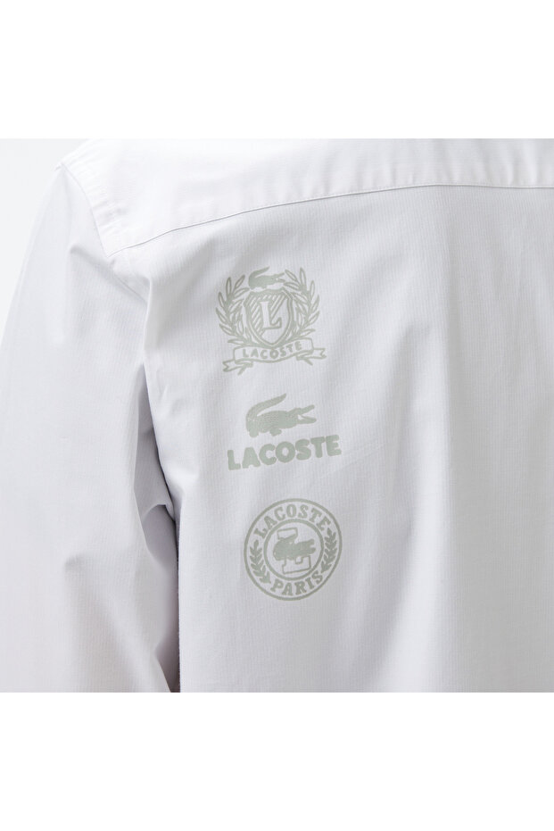 Erkek Regular Fit Baskılı Beyaz Gömlek - 7