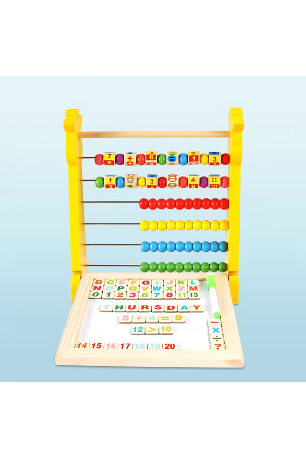Wooden counting set with double-sided writing board and magnetic letters and numbers - Giraffe model - 6