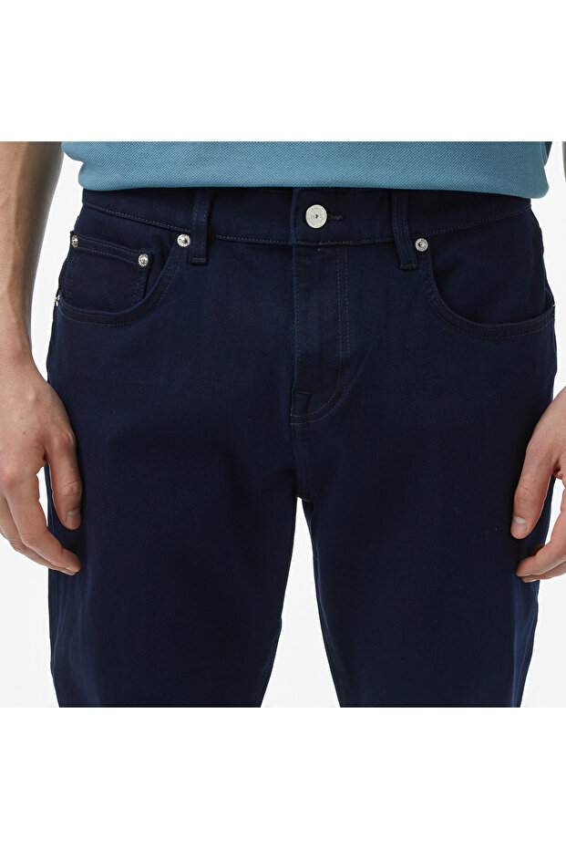 Erkek Classic Fit Lacivert Jean Pantolon - 4