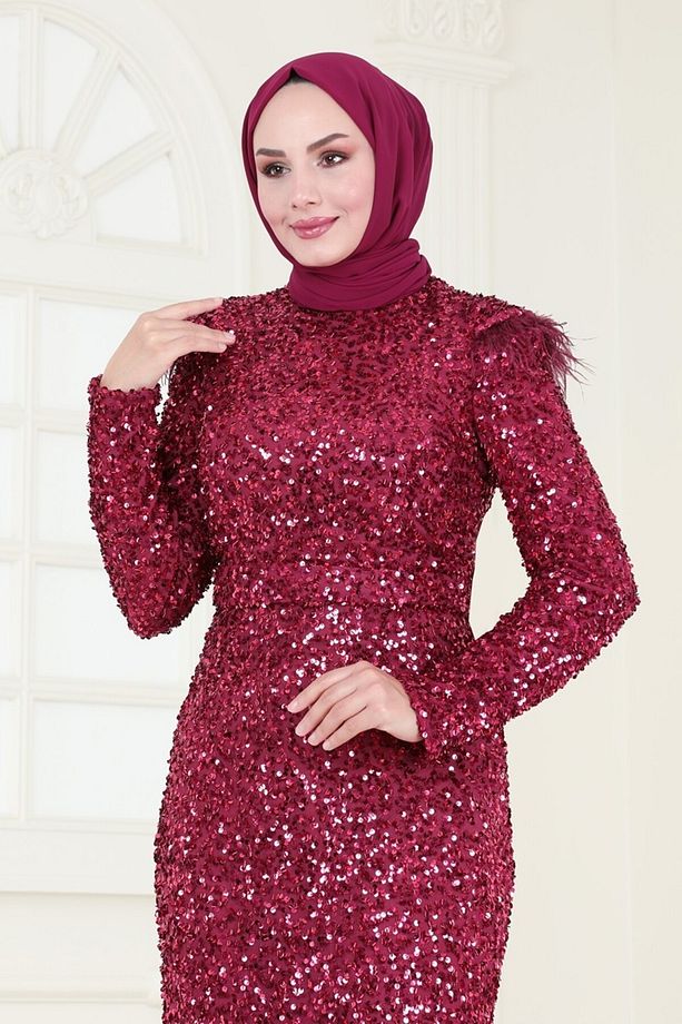 SUAL Pul Payet Detaylı Abiye 4762D170 Bordo - 2