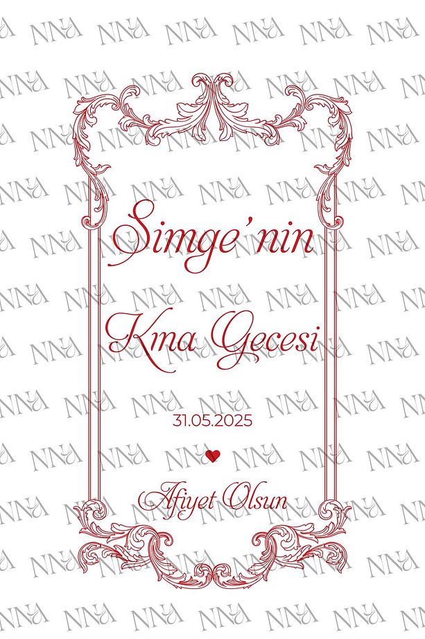50 Adet Tek Yön Kişiye Özel Isim Baskılı Kına Hediyeliği Kağıt Çanta/poşet 18x8x24 Cm(BT181) - 4