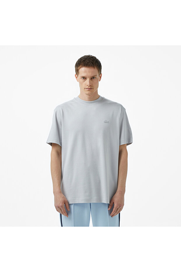 Erkek Relaxed Fit Bisiklet Yaka Gri T-shirt - 1