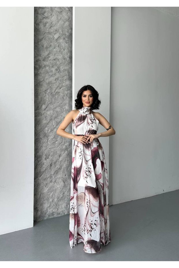 Wave Pattern Chiffon Dress