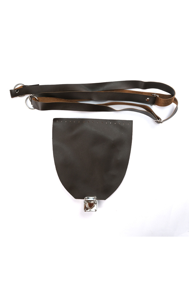 Leather Backpack Set Cover Strap Apparatus Bitter Brown