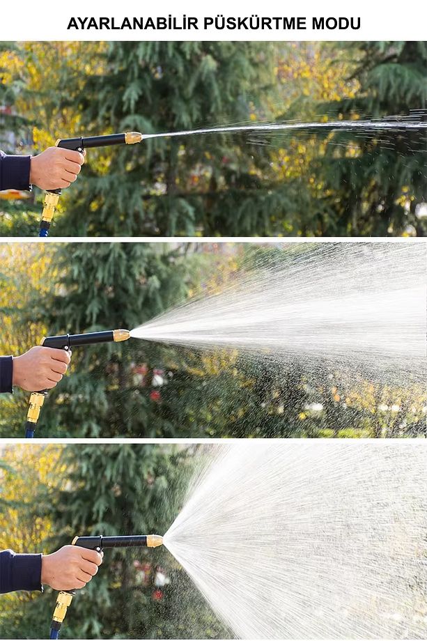 Yüksek Basınçlı Su Tabancası Uzayan 7.5 Metre Hortumlu Set Bahçe Ve Araba Yıkama Köpük Hazneli - 8