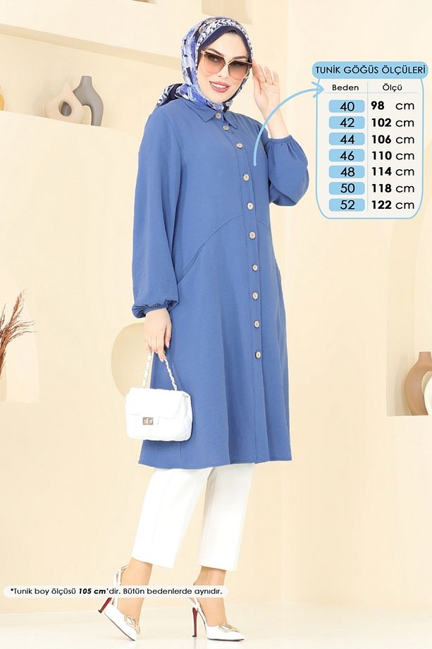 Cep Detaylı Tunik Kap 1250BM387 İndigo - 4