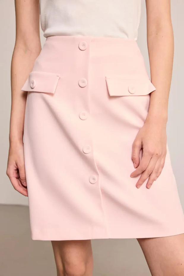 Buttoned Mini Skirt - Pink