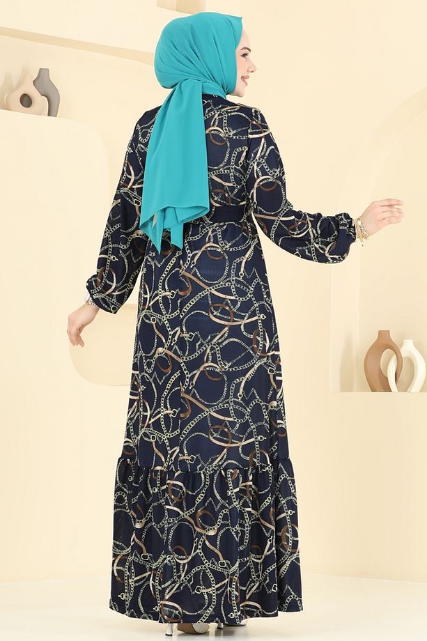 Zincir Desenli Helen Elbise 4086PM271 Laci - 4