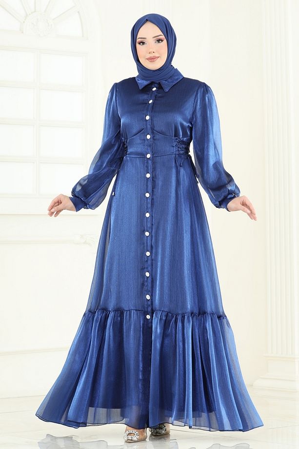 Beli Bağcıklı Abiye Elbise 8038AB368 Laci - 2