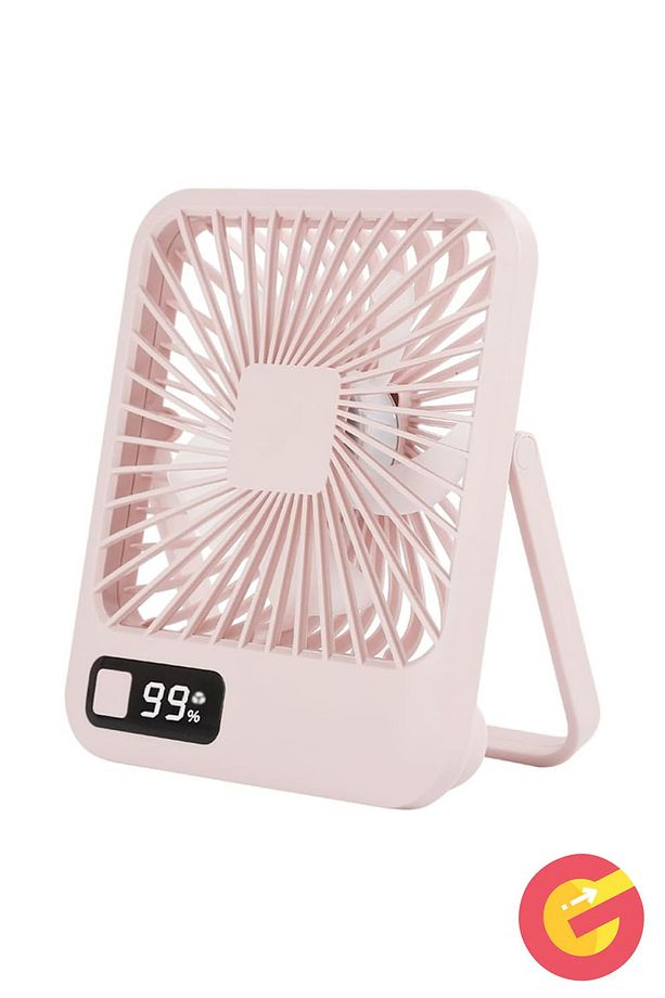 Şarjlı Sessiz Mini Fan Vantilatör, 1 Adet, 180° Ayarlanabilir, 5 Hız, LED Göstergeli, Type-C Şarj - 2