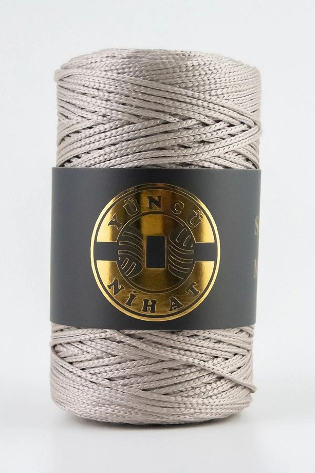 200 gr 200 Mt 2.5 Mm Polyester Makrome Ipi Gri 108 Çanta Ipi Supla Ipi Örgü Ipi - 1