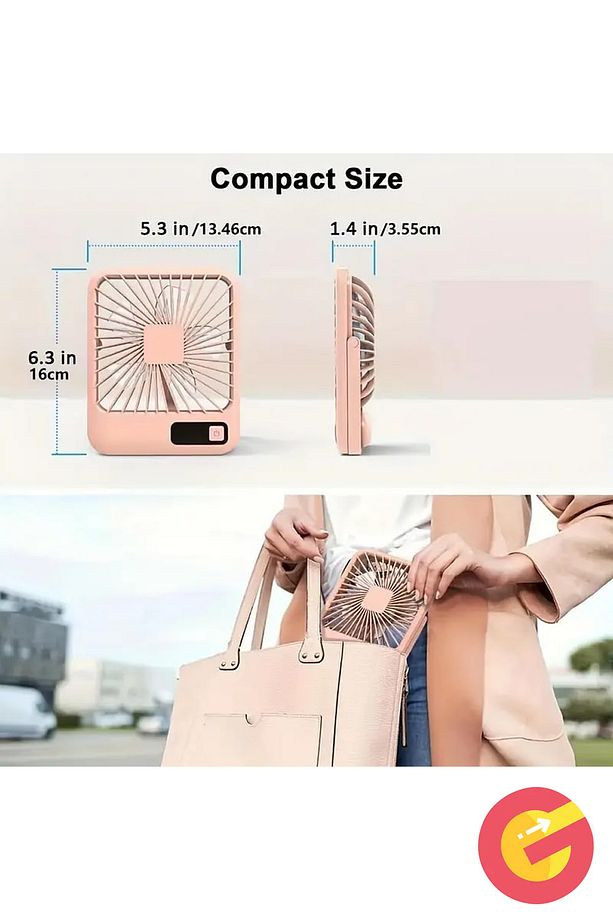 Şarjlı Sessiz Mini Fan Vantilatör, 1 Adet, 180° Ayarlanabilir, 5 Hız, LED Göstergeli, Type-C Şarj - 6