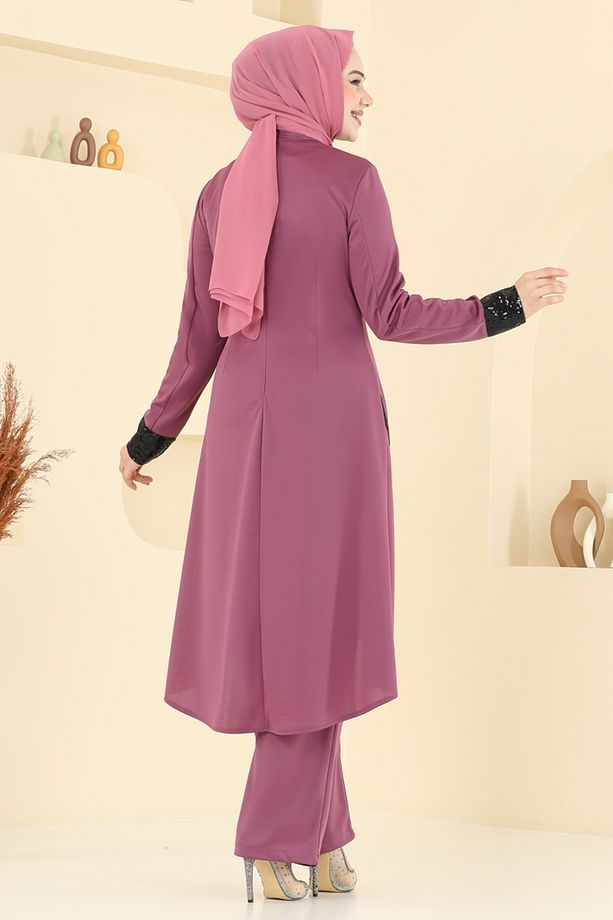Kolyeli Pul Payet Takım 4559ASMK1074 Gül Kurusu - 4