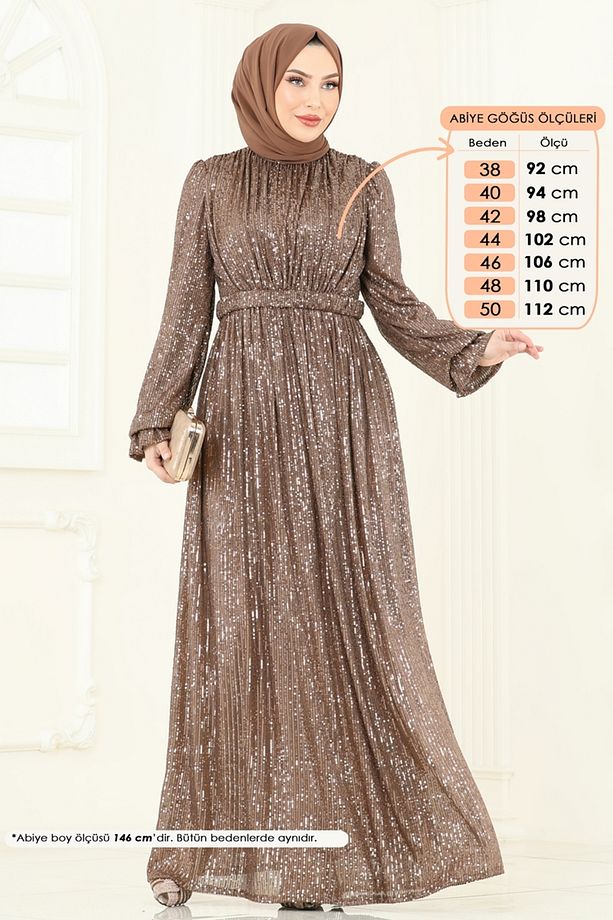 Pul Payet İşlemeli Abiye 5680EDF311 Koyu Vizyon - 5