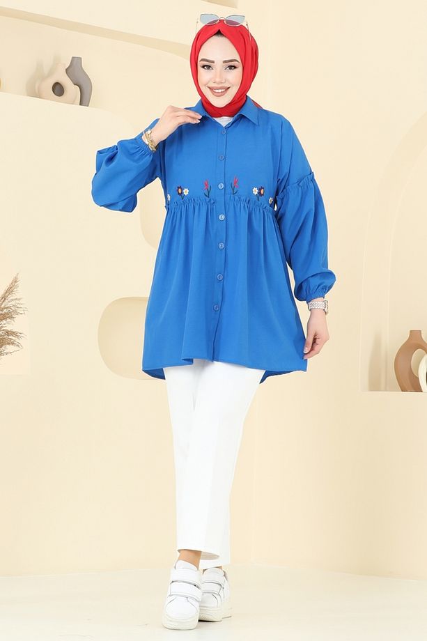Nakış İşlemeli Tunik 4060ASN888 Saks - 1