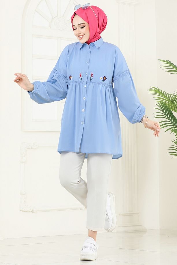 Nakış İşlemeli Tunik 4060ASN888 Bebe Mavisi - 4