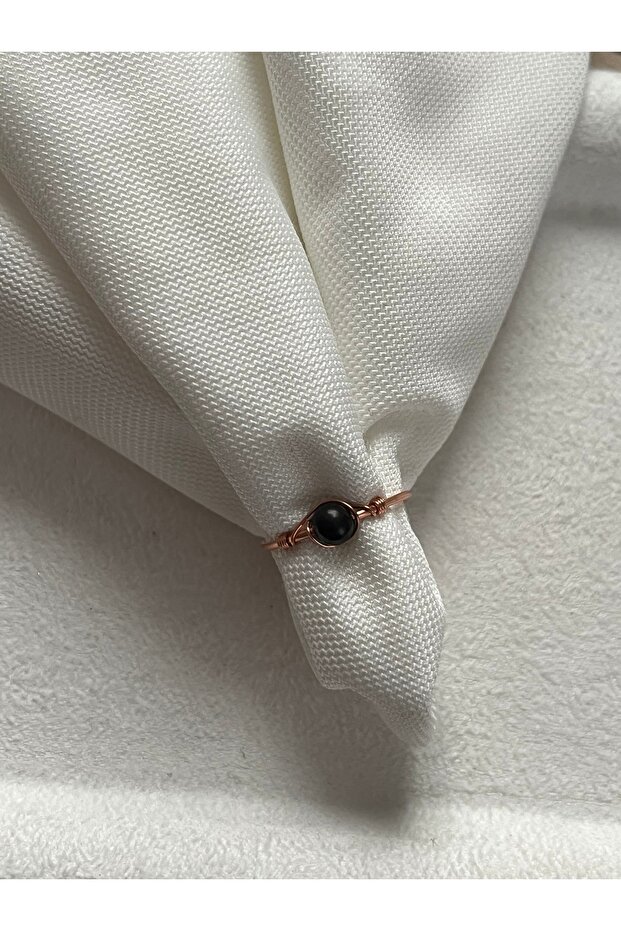 Minimal Shungite Stone Adjustable Copper Wire Ring - 1