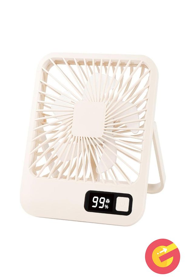 Şarjlı Sessiz Mini Fan Vantilatör, 1 Adet, 180° Ayarlanabilir, 5 Hız, LED Göstergeli, Type-C Şarj - 3