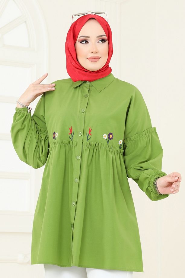 Nakış İşlemeli Tunik 4060ASN888 Fıstık Yeşili - 3