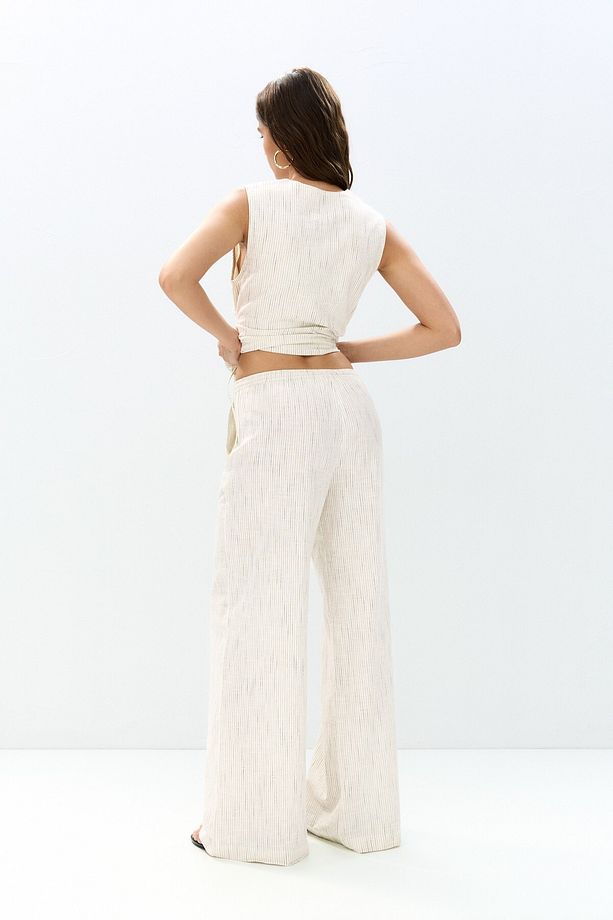 Çizgili rustik jogger pantolon - 4