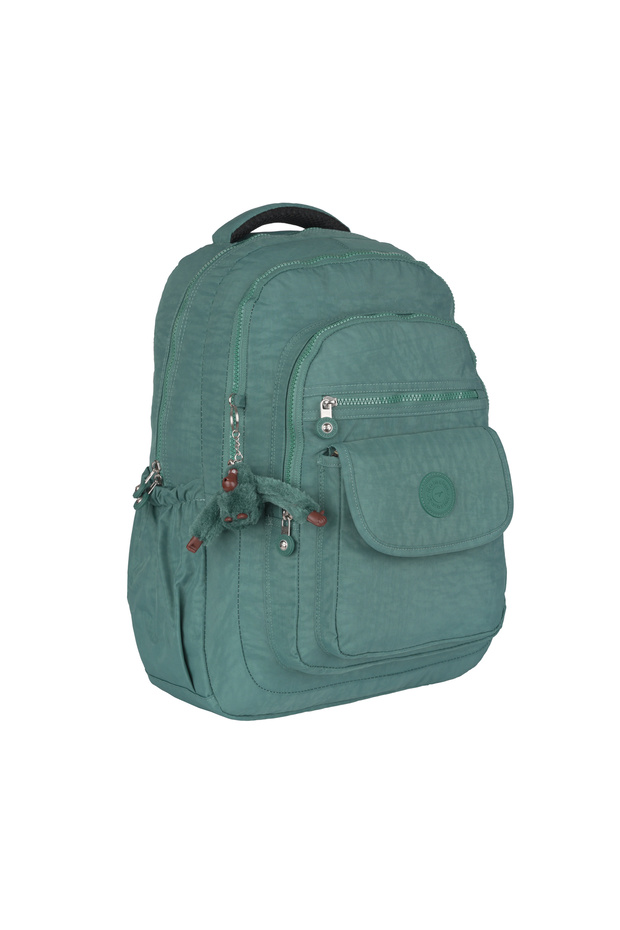 Crinkle Waterproof Lined Fabric School Backpack Petrol 1620