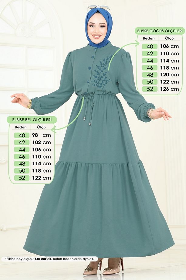 Nakış Detaylı Aerobin Elbise PL9069 Mint - 1