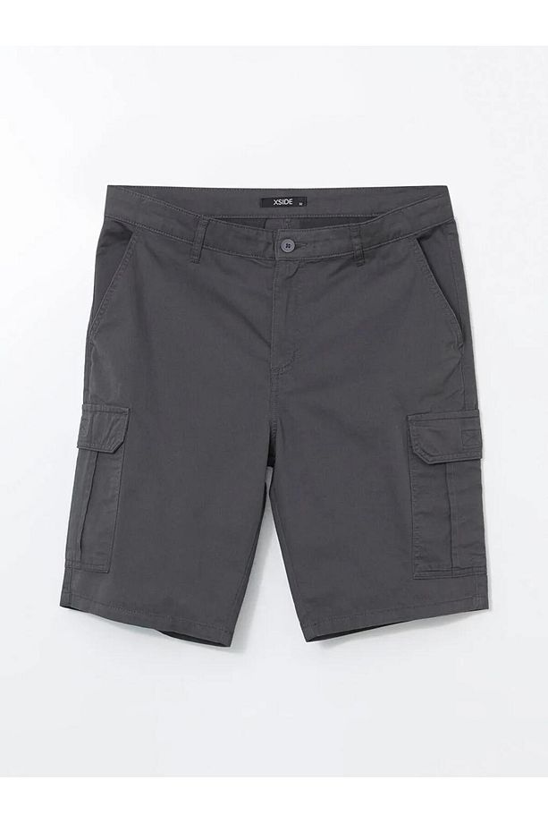 XSIDE Antrasit Standart Kalıp Gabardin Erkek Kargo Şort - 5