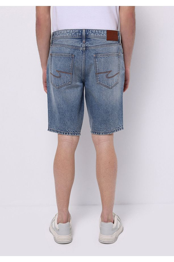 Regular Fit Orta Bel Düz Erkek Denim Jean Şort - 2