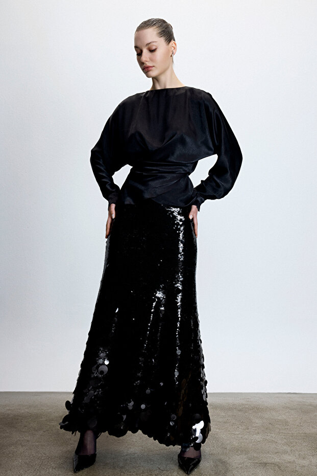 Drapeli Saten Bluz - 2