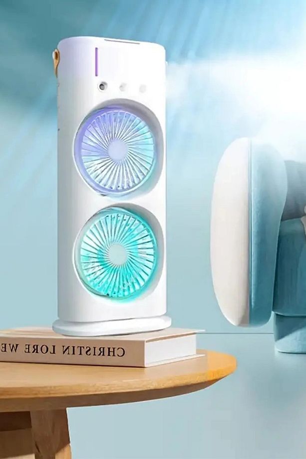 Taşınabilir Buzlu Mini Klima Fan RGB Ledli 600ml Su Hazneli Sessiz Vantilatör - 2