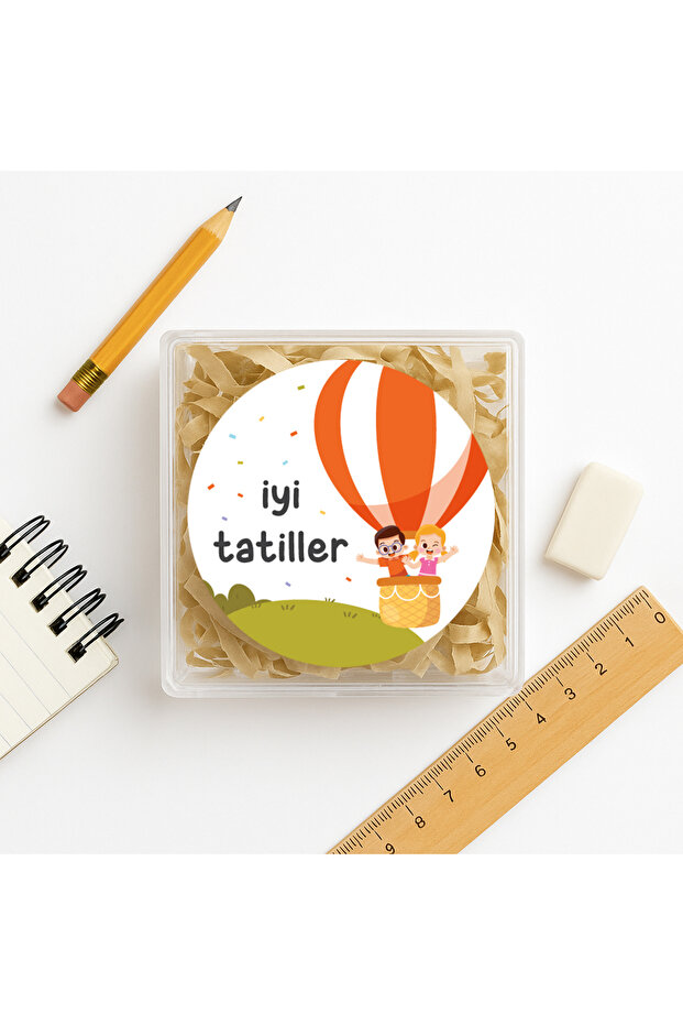 Happy Holidays B Printed Adhesive Sticker 4 cm Round 24 Pieces, Teach Preschool Gift Package Label
