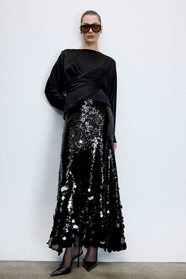 Drapeli Saten Bluz - 1