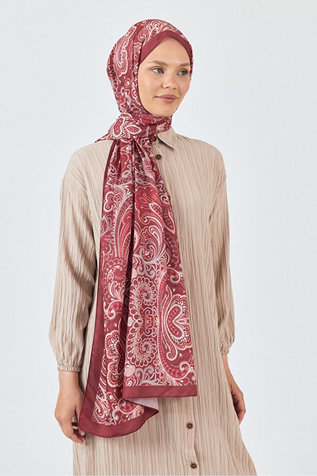 Burgundy Ethnic Patterned Shawl 4005 - 1