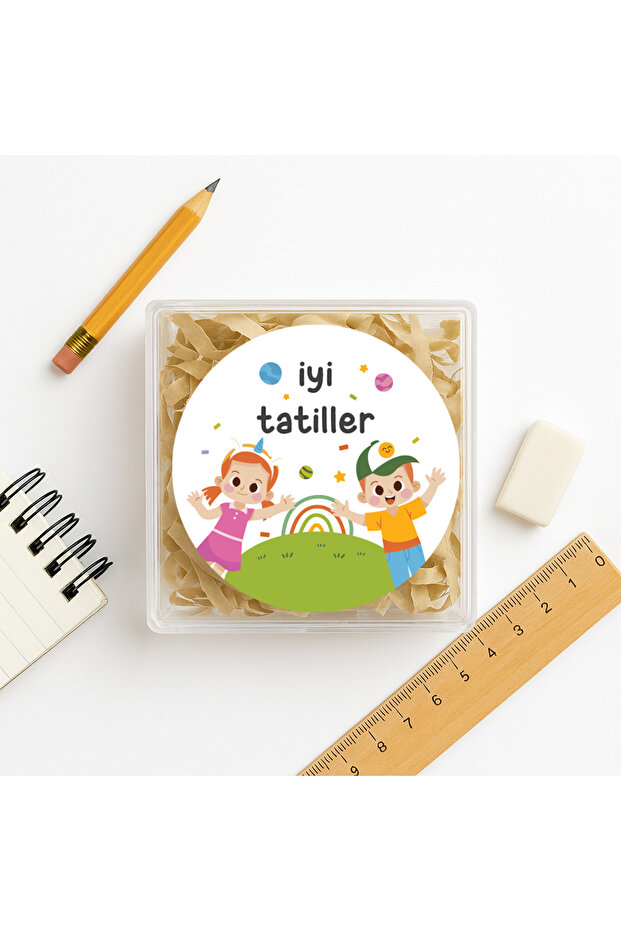 Happy Holidays B Printed Adhesive Sticker 4 cm Round 24 Pieces, Teach Preschool Gift Package Label